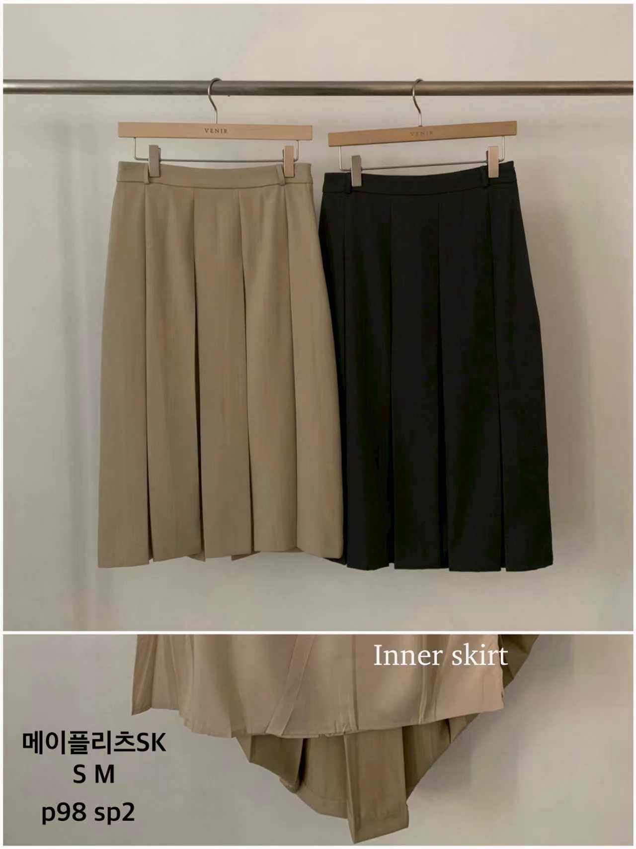 VR6017 韓系基礎中長百褶裙