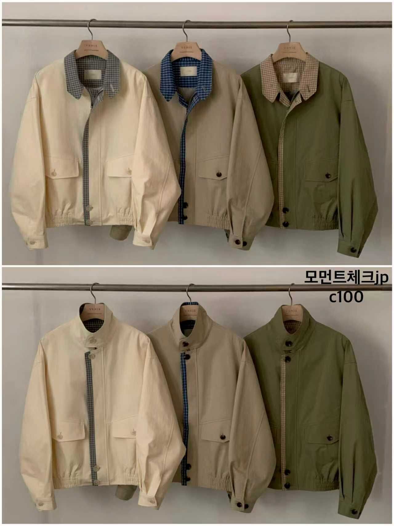 VR6018 鮮明格紋翻內襯休閒外套