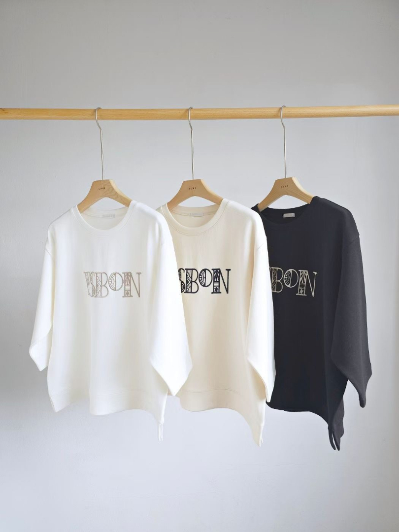 LISBON字母七分袖棉T｜簡約氣質百搭上衣