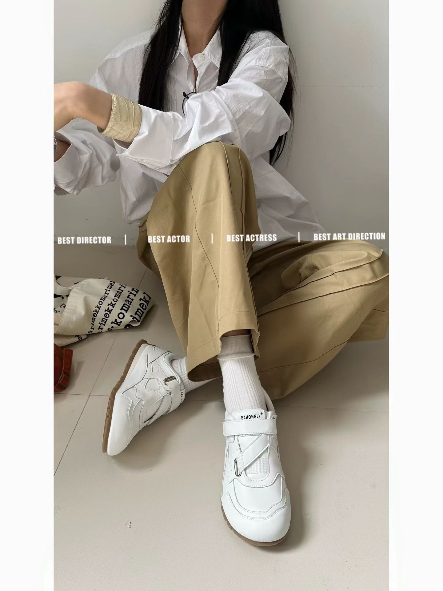 魔鬼氈造型真皮休閒鞋