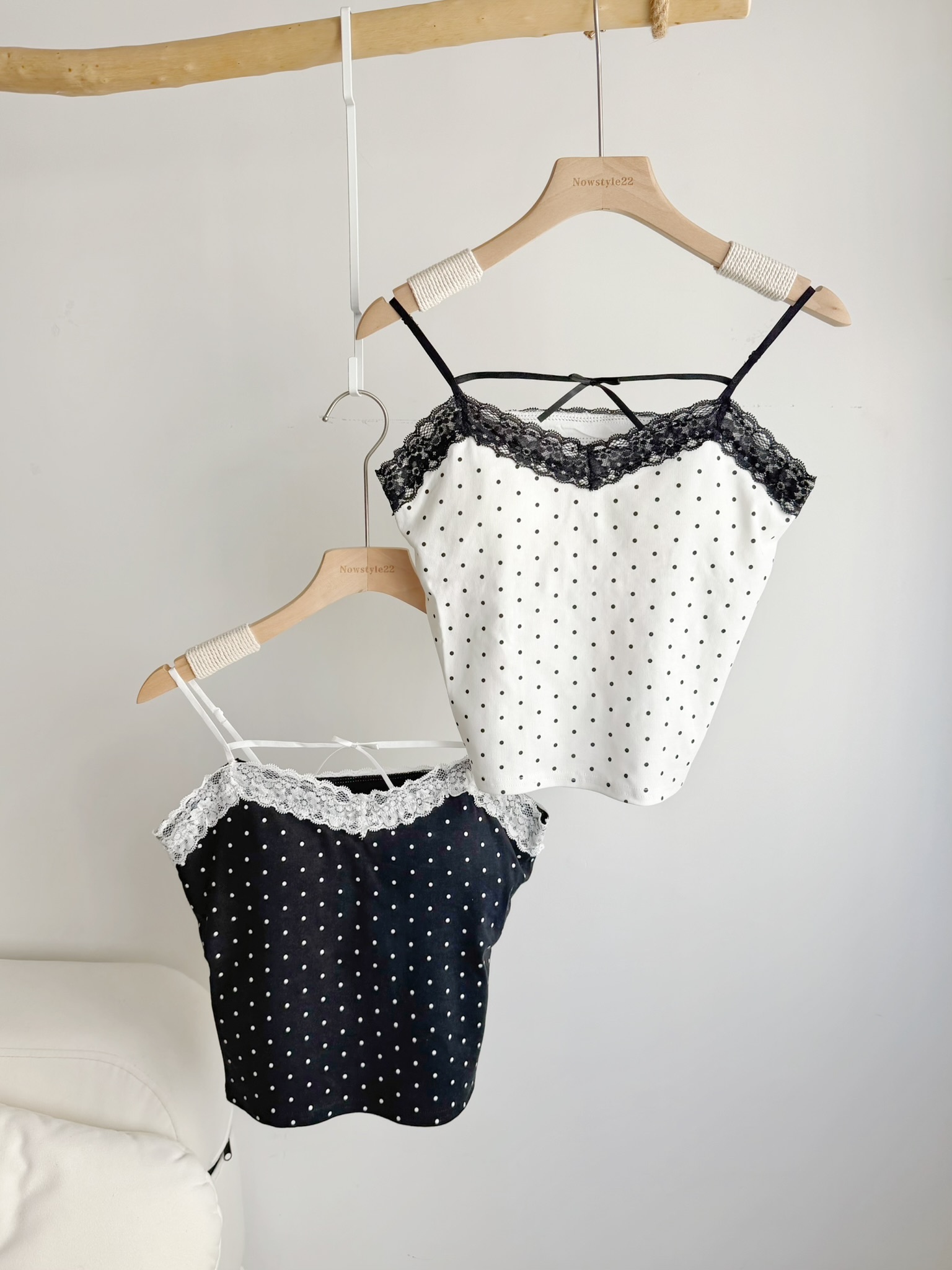 JP 勁推薦！波點一字蝴蝶結lace Bra Top 兩色入