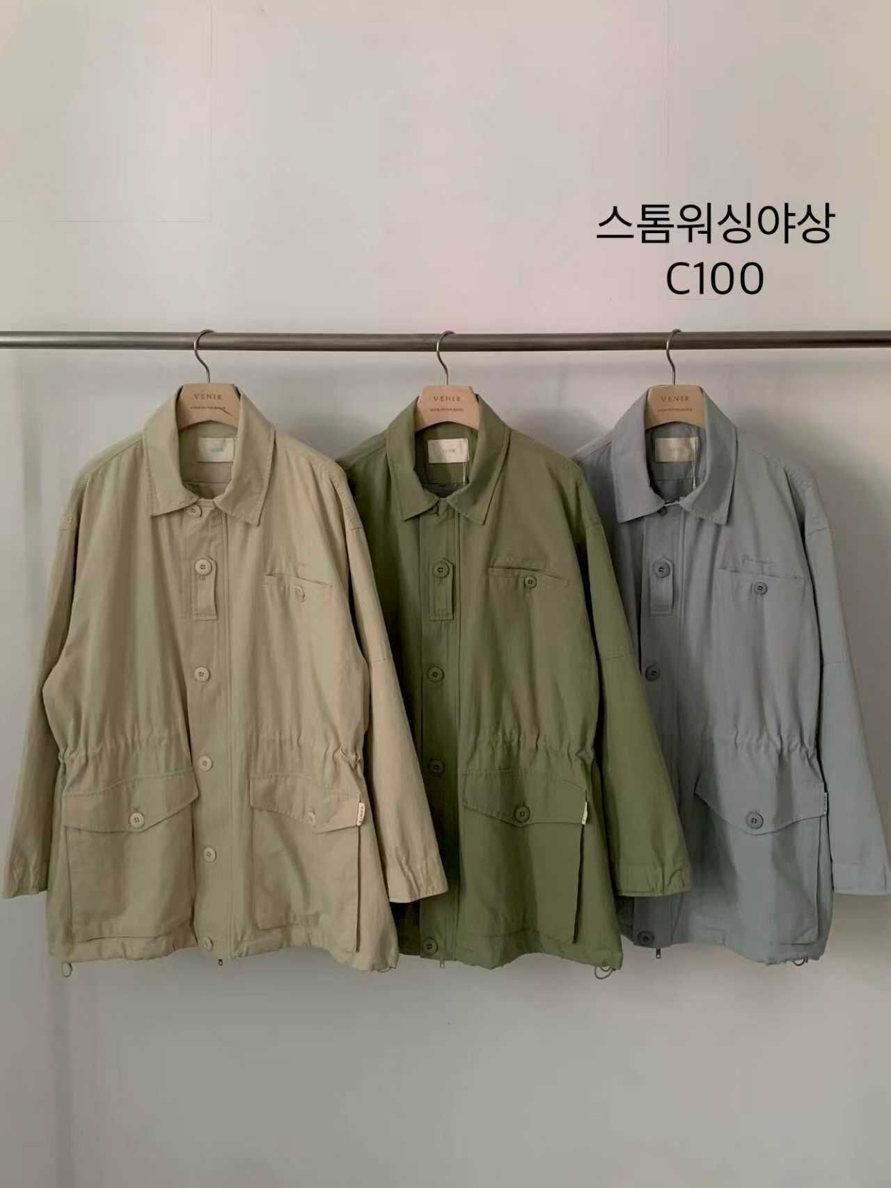 VR6021 抽繩收腿多口袋休閒風衣外套