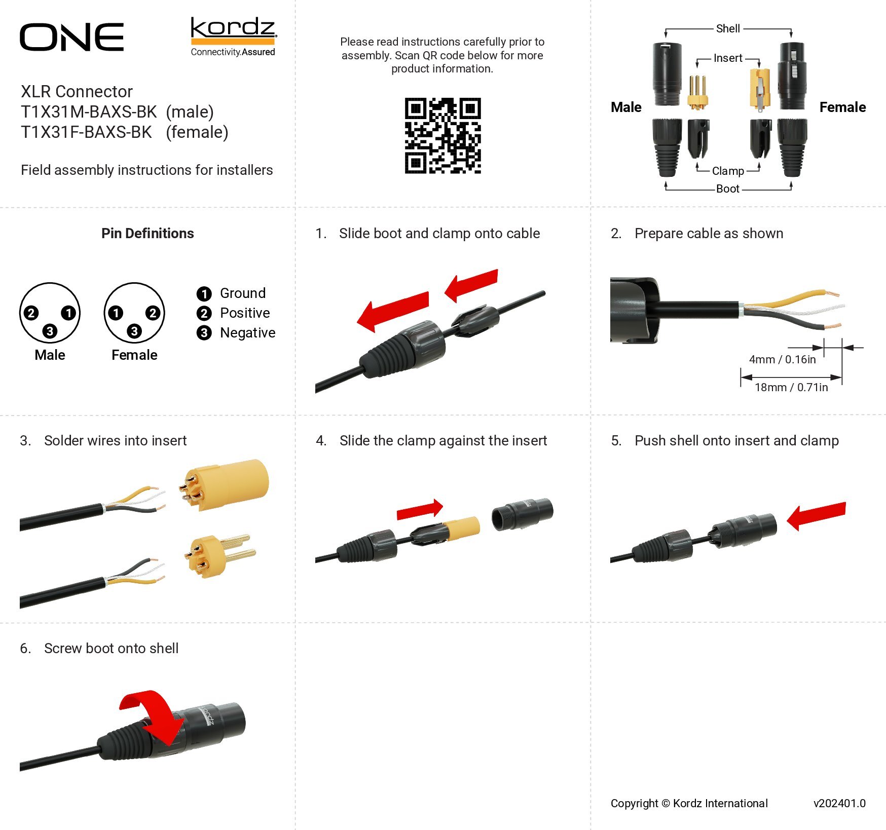 Kordz ONE XLR Connectors Instruction Manual