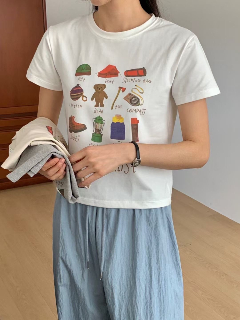 可愛生活感減齡插畫棉T