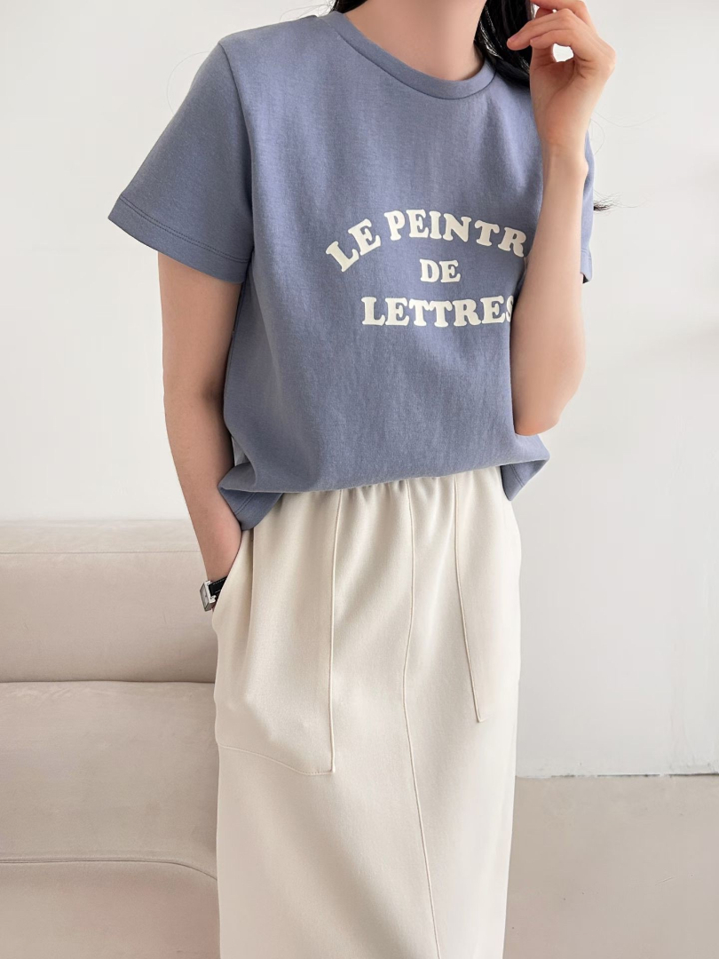 極簡質感字母棉T｜韓系氣質百搭上衣