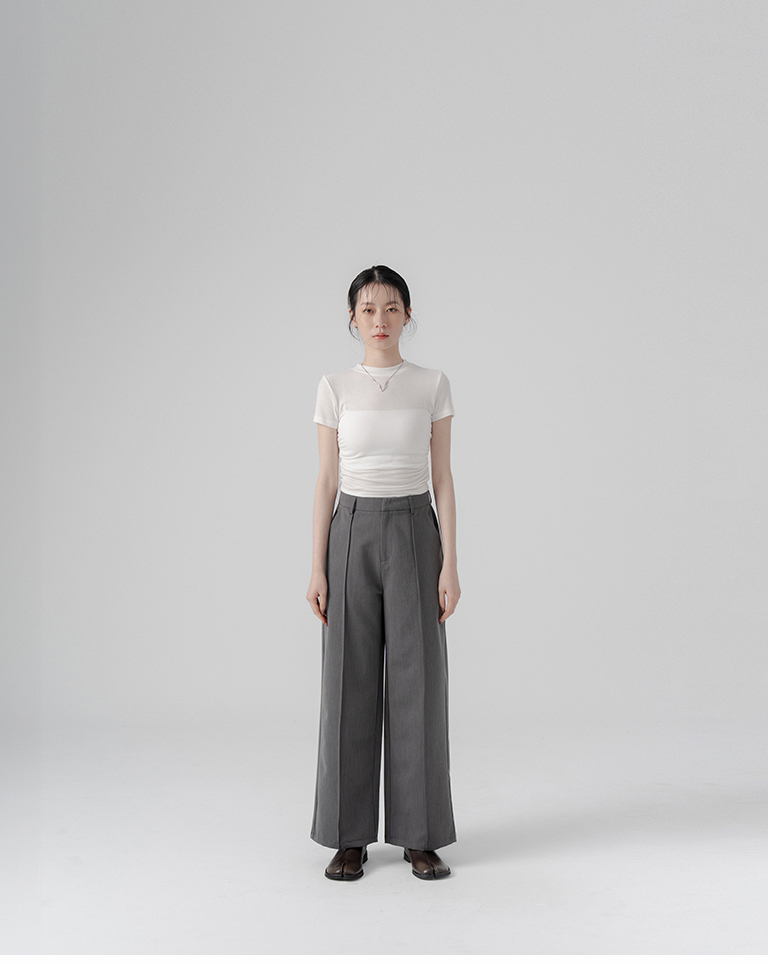 Low-waisted suit trousers with pleats - Dark gray S/M/L【04030521】in stock+pre-order