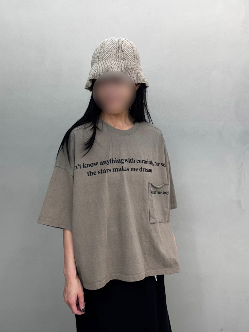韓系休閒寬鬆文字棉T