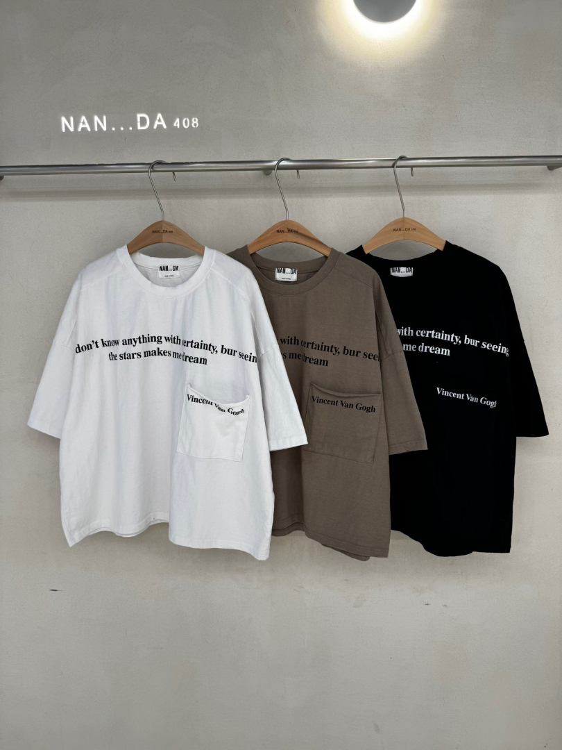 韓系休閒寬鬆文字棉T