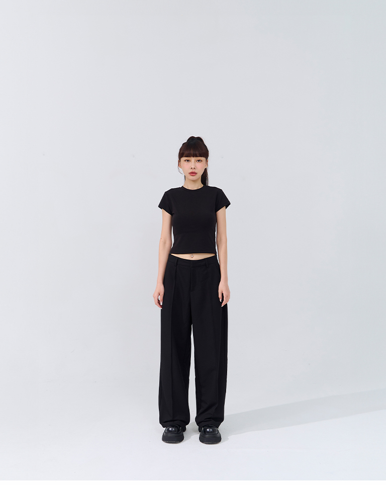 Low-waisted suit trousers with pleats - Black S/M/L【04030522】in stock+pre-order