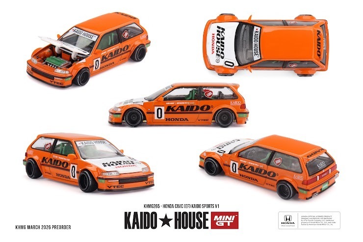 PO-$135 * MINI GT * 1:64 KAIDO HOUSE KHMG265 Honda Civic (EF) Kaido Sports V1