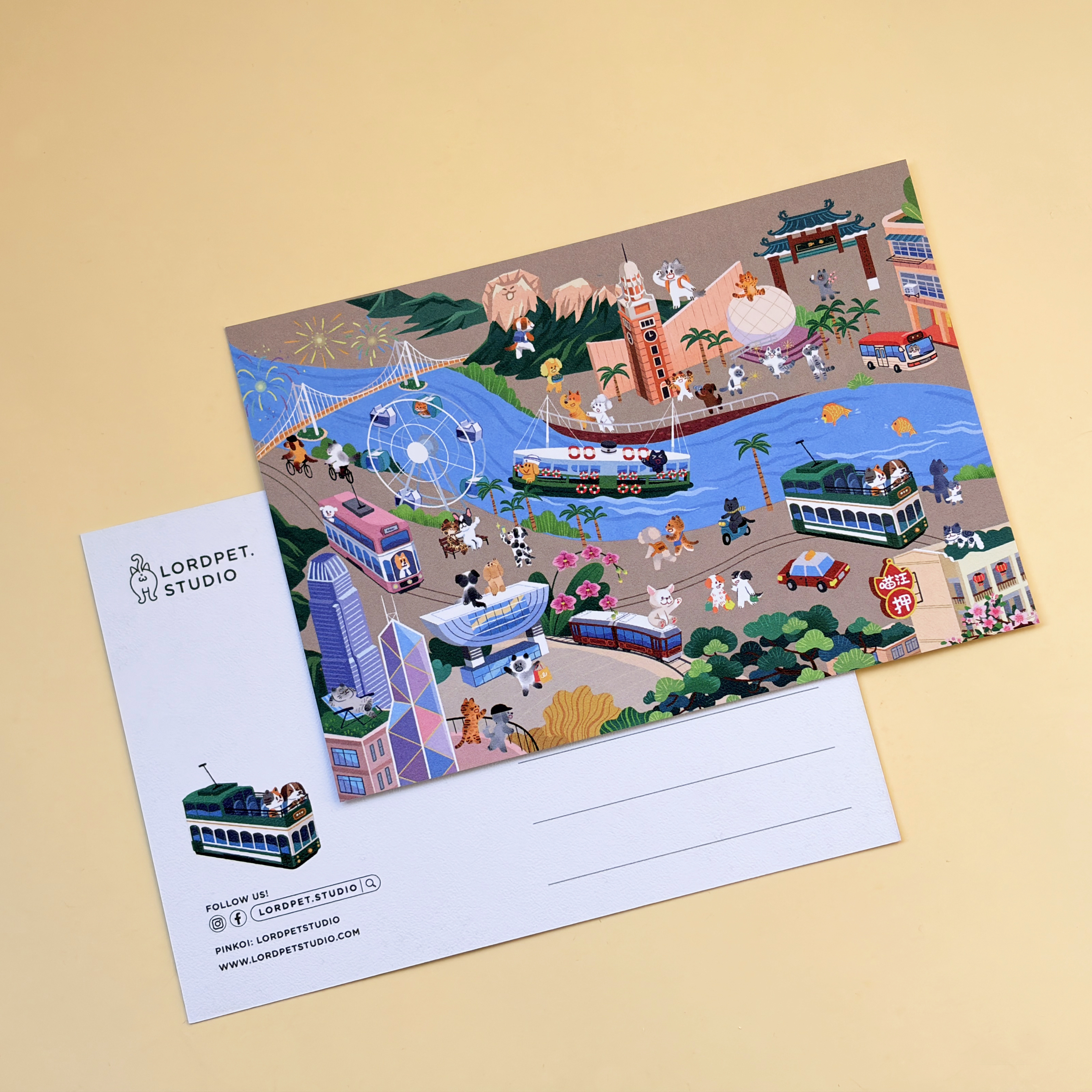 汪喵香港遊名信片