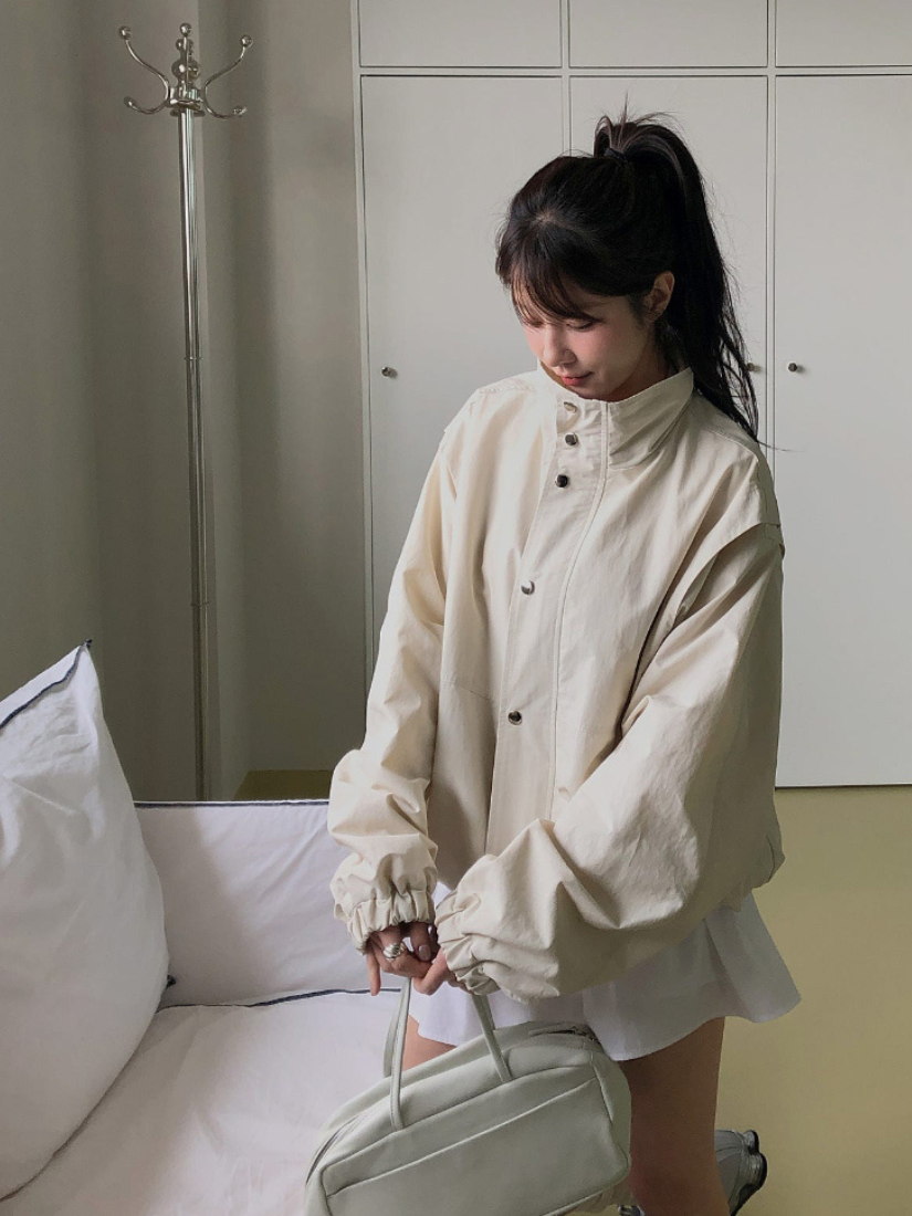 Ingrid 率性立領風衣夾克 [ 3色 / Free ]