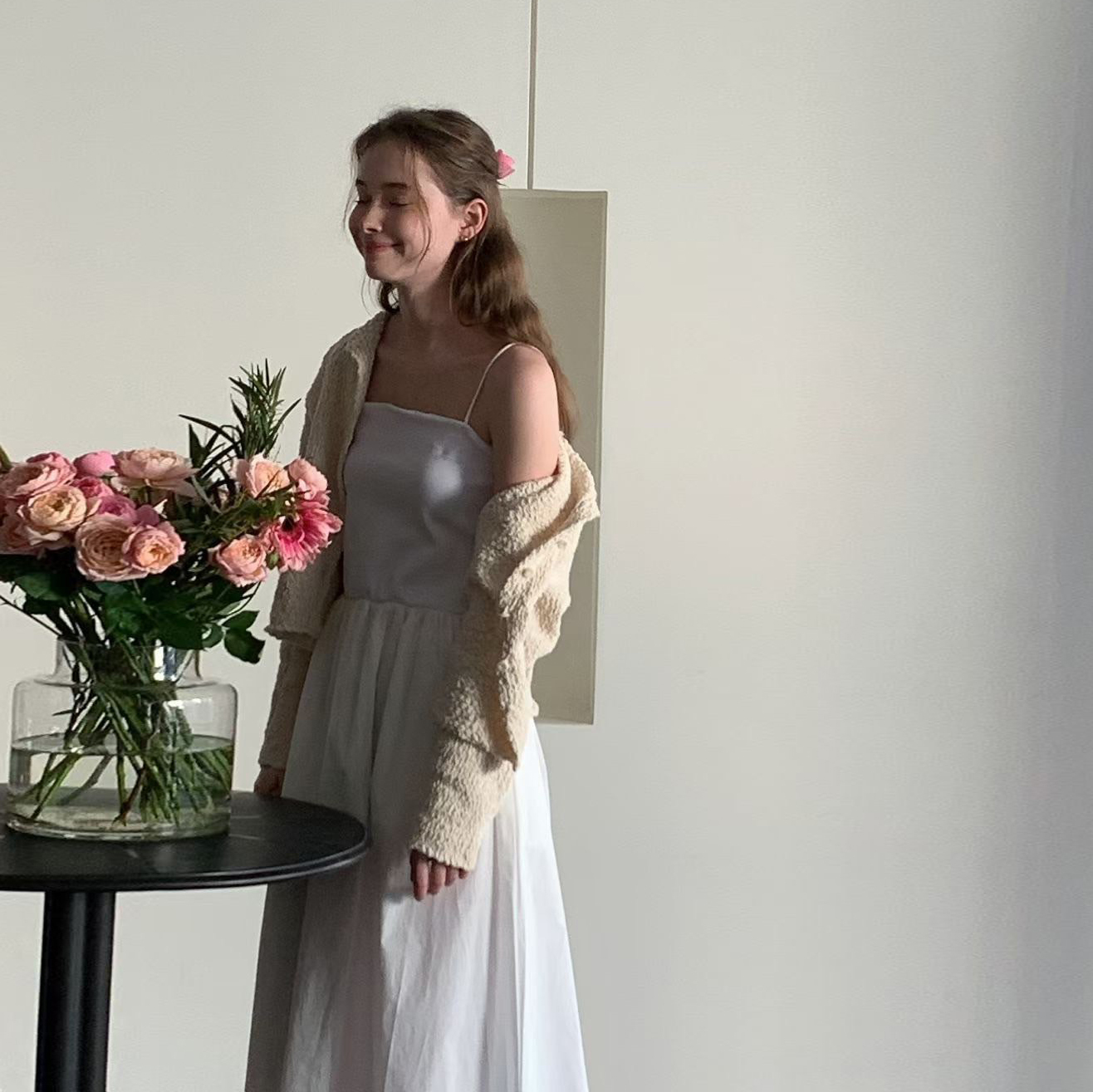 細肩帶平口收腰造型傘擺澎澎長洋裝 / 3色