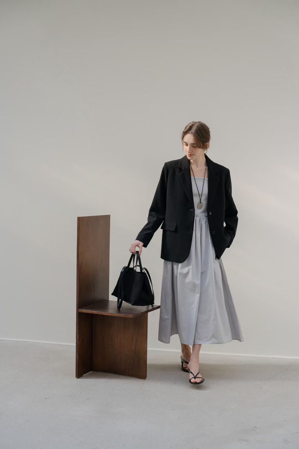 細肩帶平口收腰造型傘擺澎澎長洋裝 / 3色