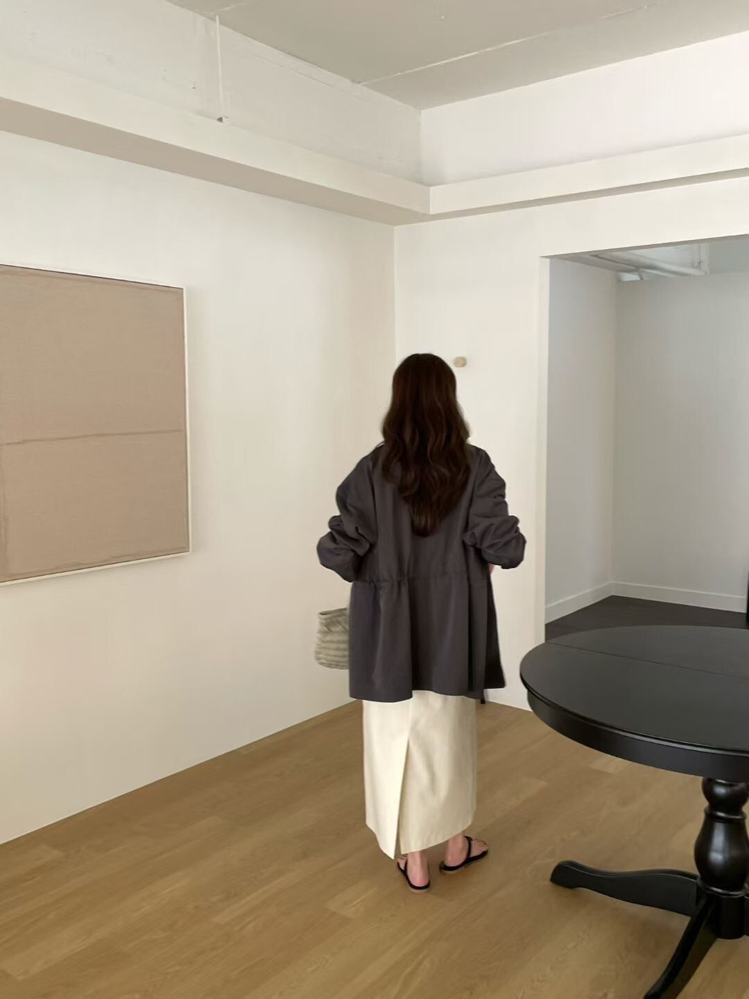 寬鬆感抽繩收腰造型翻領排釦罩衫外套 / 2色