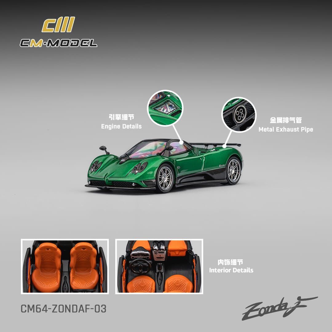 PO-$160 * CM MODEL * 1:64 PAGANI ZONA F METALLIC EMERALD GREEN