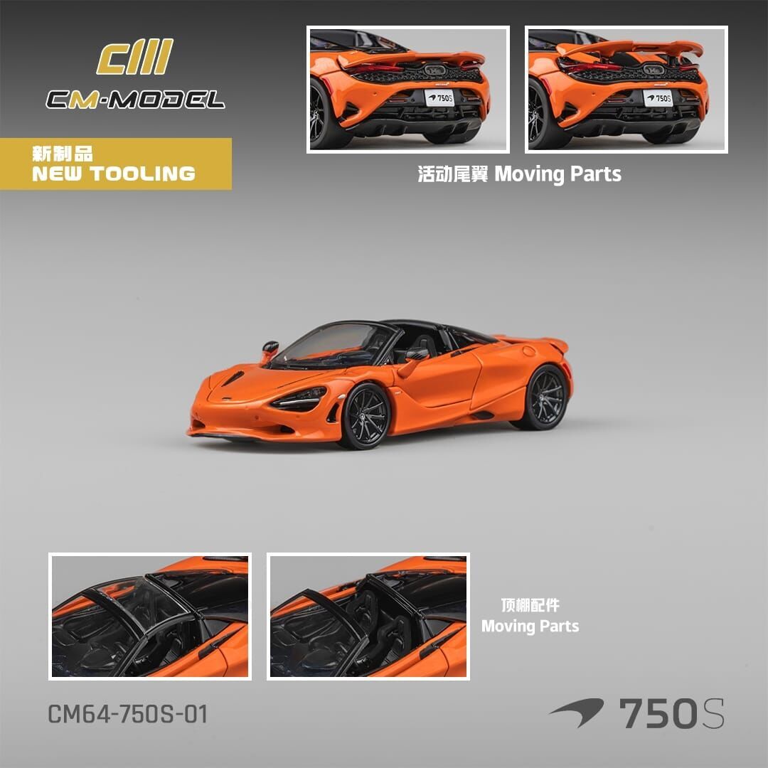 PO-$150 * CM MODEL * 1:64 MCLAREN 750S SPIDER ORANGE