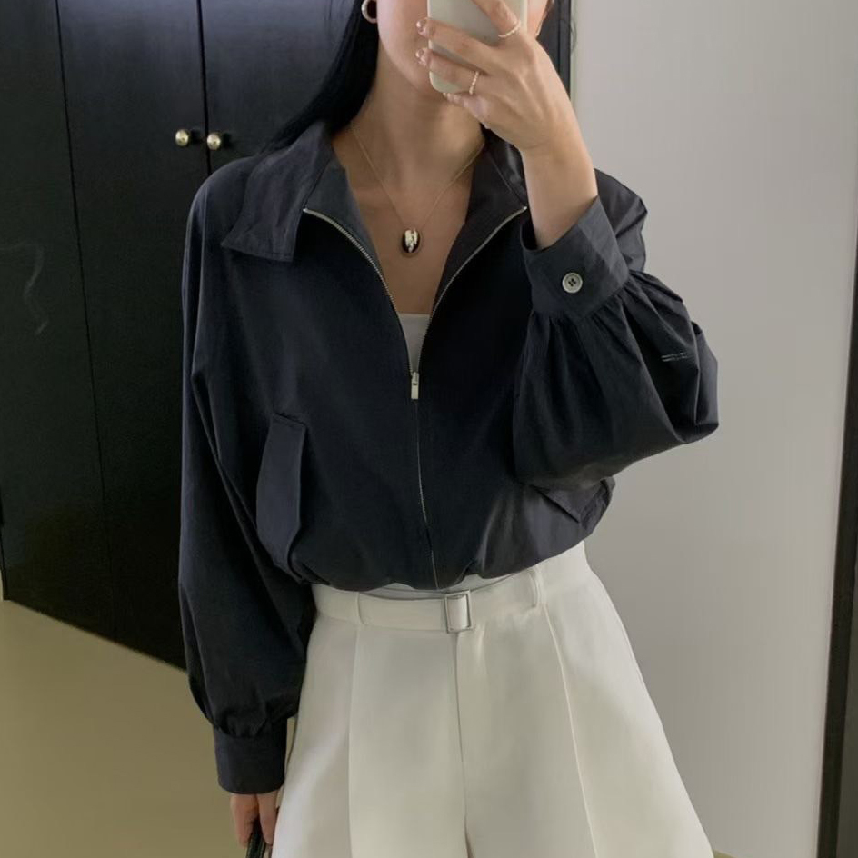 時髦女子縮腰立領工裝外套 / 2色