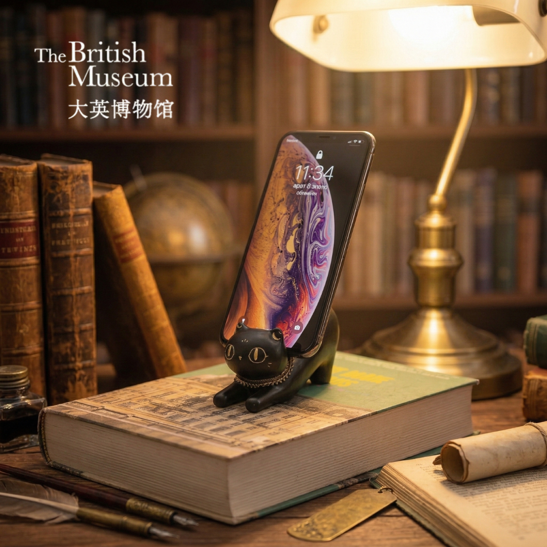 大英博物館｜安德森貓和她的朋友們系列｜伸懶腰趴趴貓手機支架