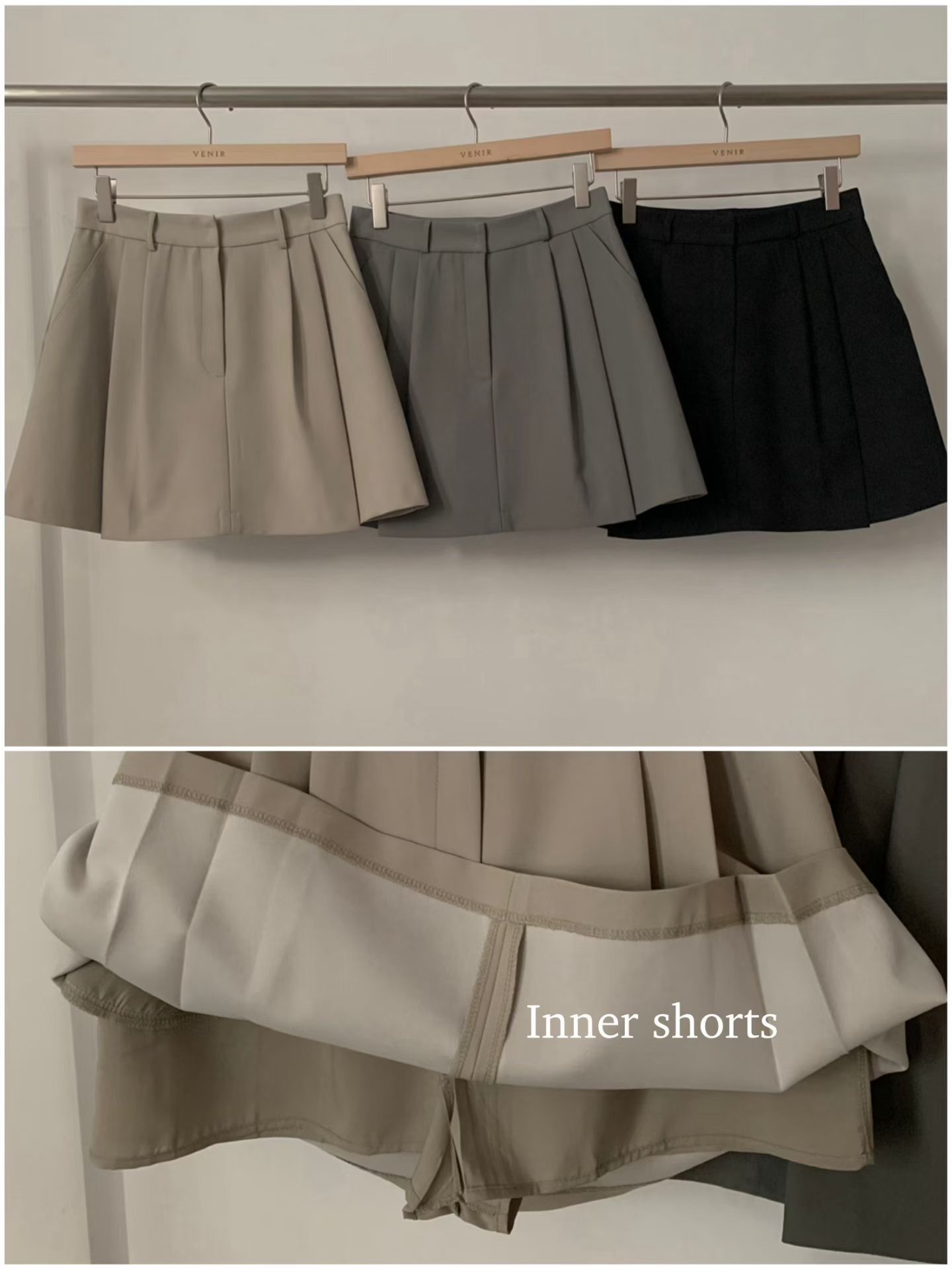 VR6067 壓百褶短裙褲