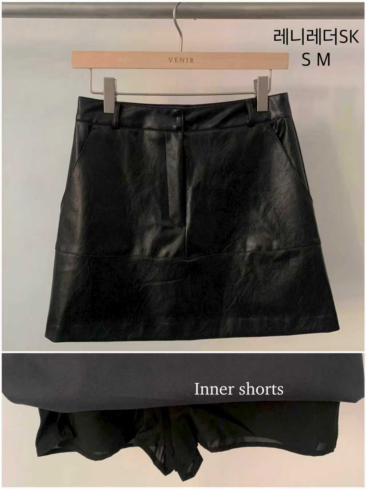 VR6035 型格黑色PU皮迷你裙