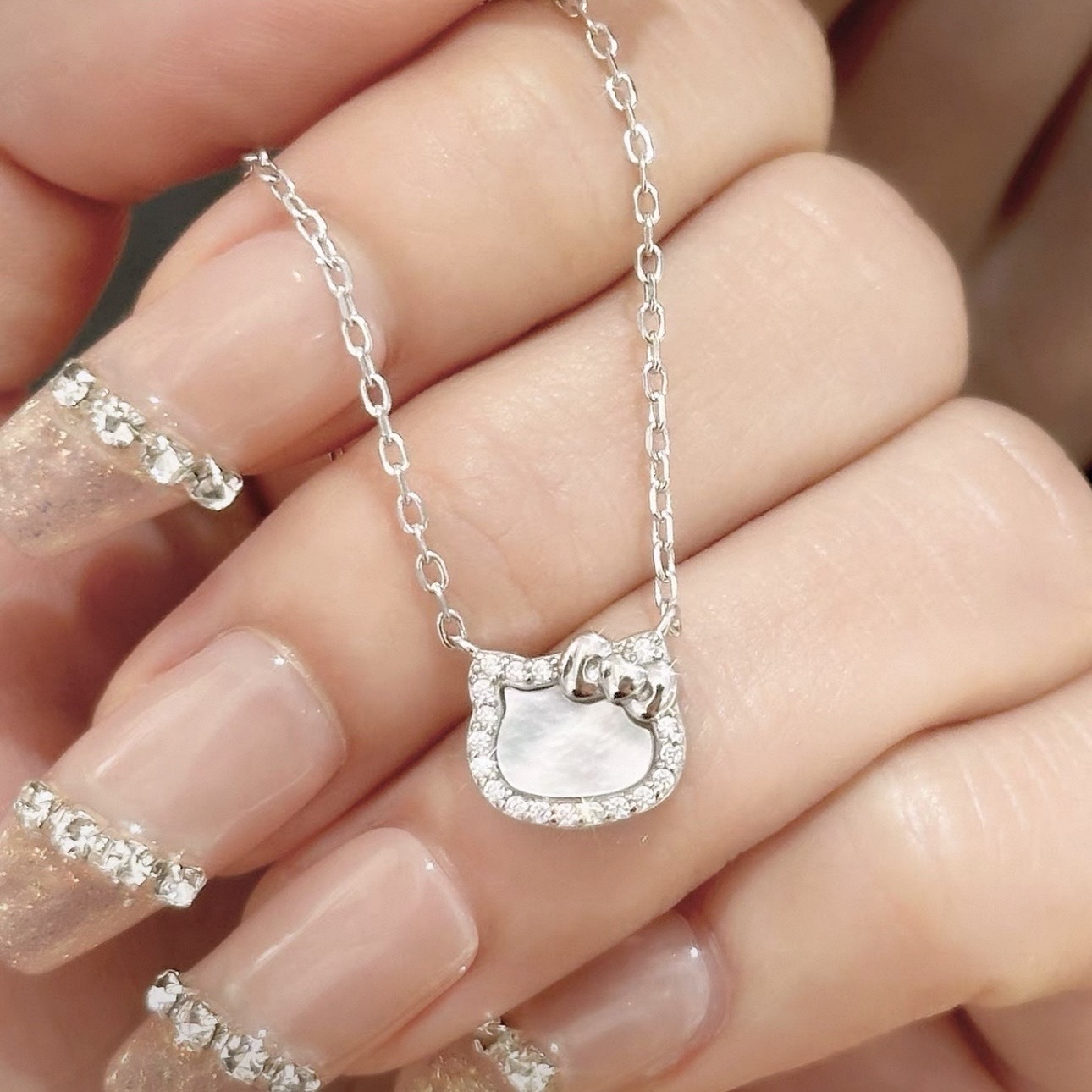 SANRIO 三麗鷗 HELLO KITTY 白月光 貝母項鍊 精緻項鍊 送禮 禮盒 凱蒂貓造型