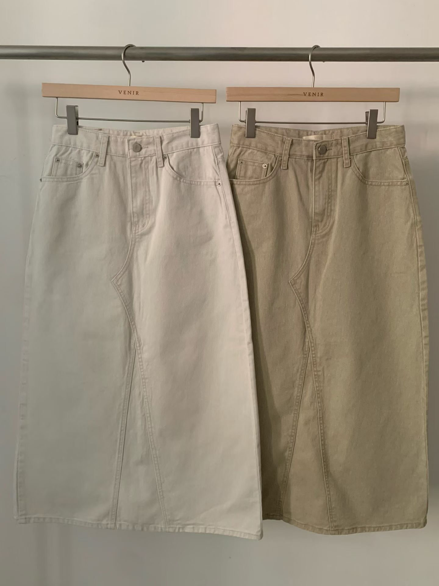 VR6052 顏色牛仔直筒裙