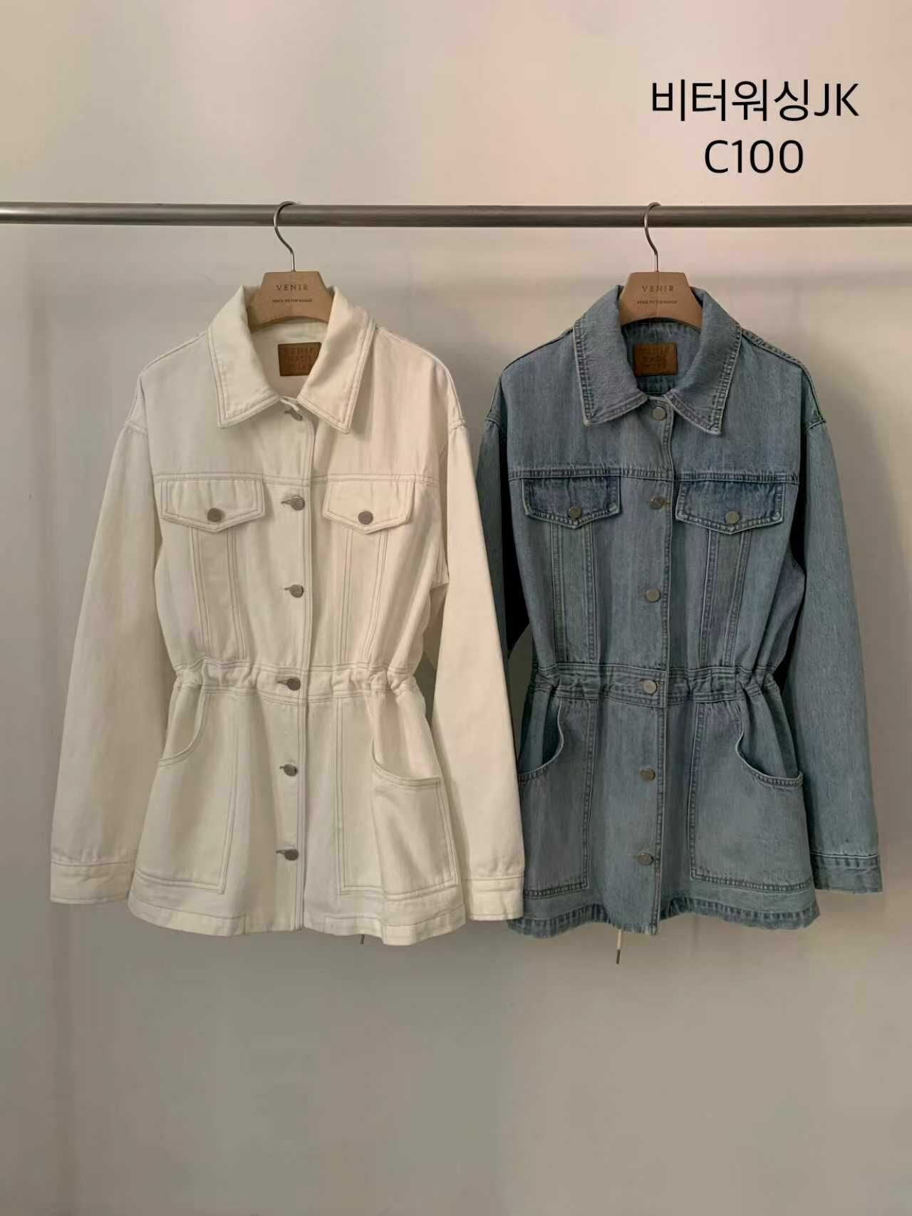 VR6041 明車線束腰牛仔外套