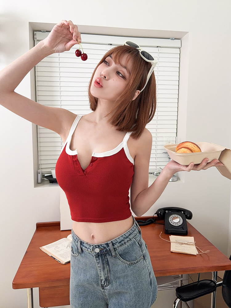 BB歐美撞色滾邊bratop（4色，有胸墊）