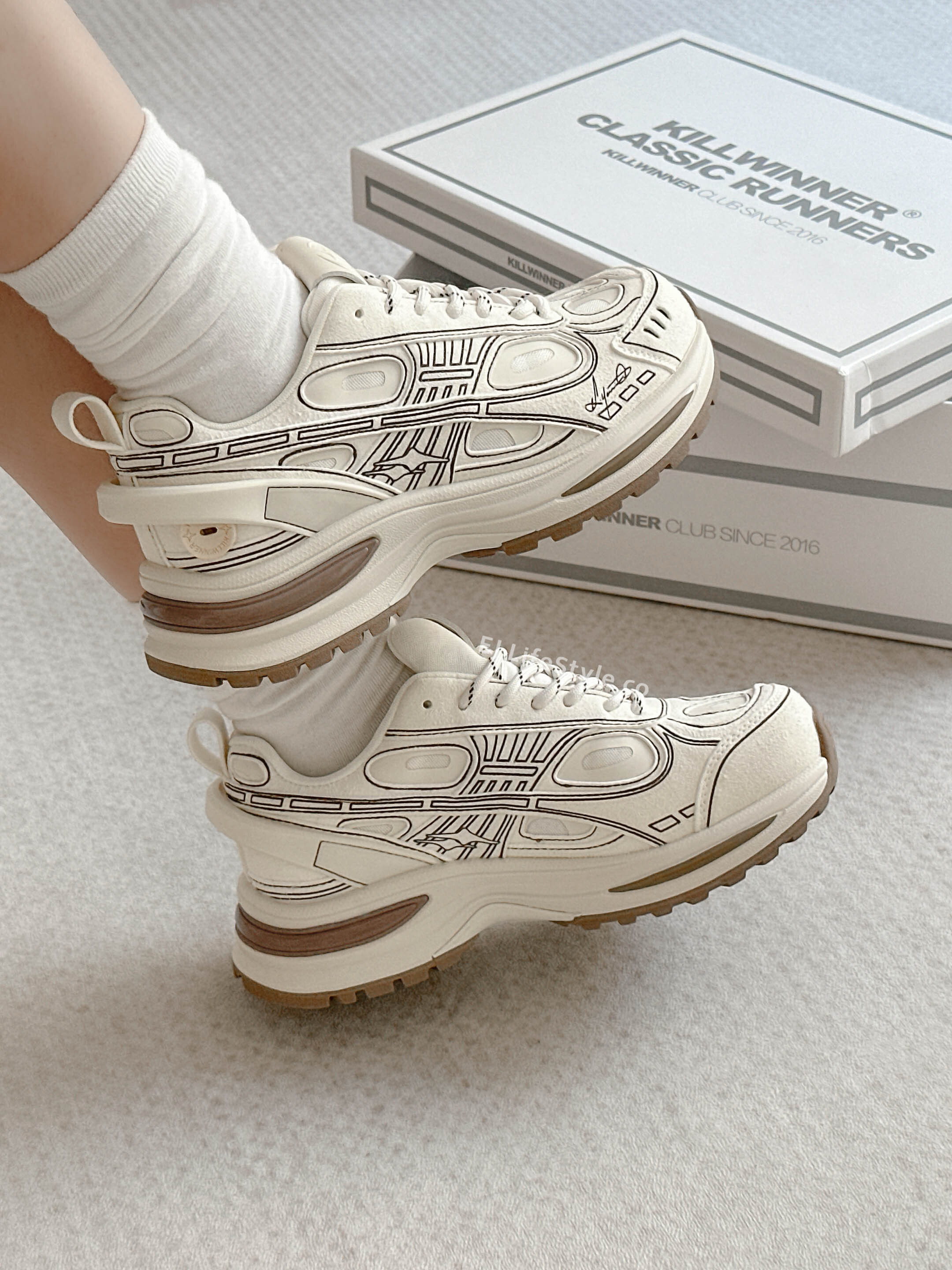 KILLWINNER 巧克力米白 米色 燕麥 奶油白 厚底 老爹鞋 增高 漫畫感 女鞋 / 預購