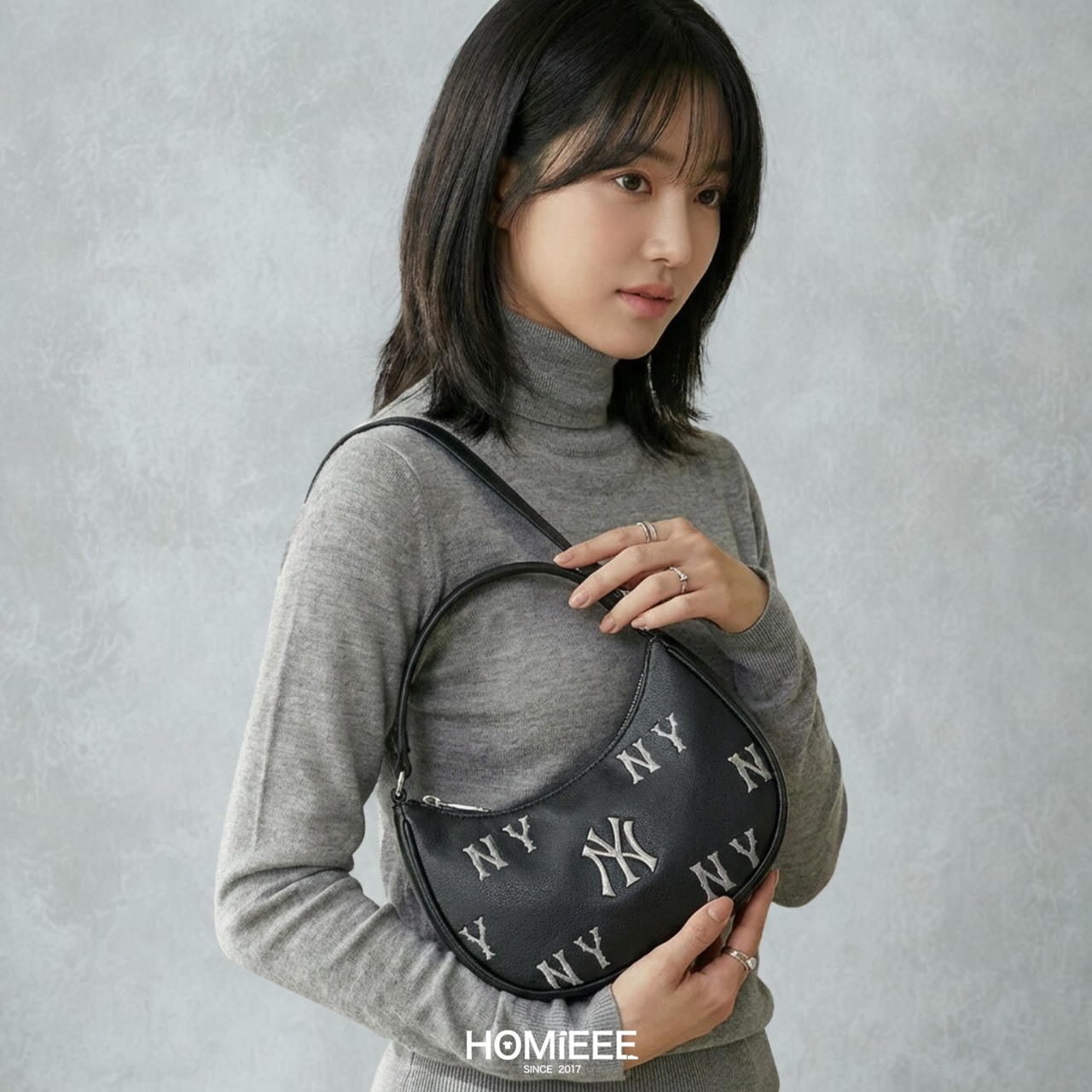 MLB Monogram Bag 腋下包 肩背包 滿版 黑色 [3ACRMM16N]