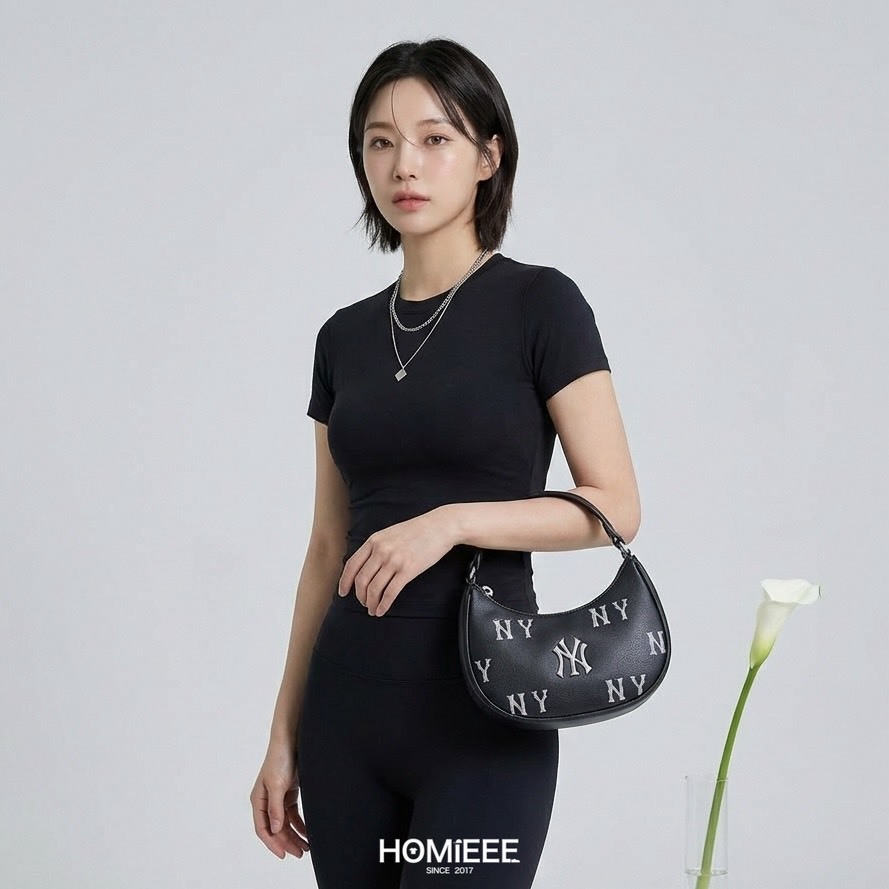 MLB Monogram Bag 腋下包 肩背包 滿版 黑色 [3ACRMM16N]