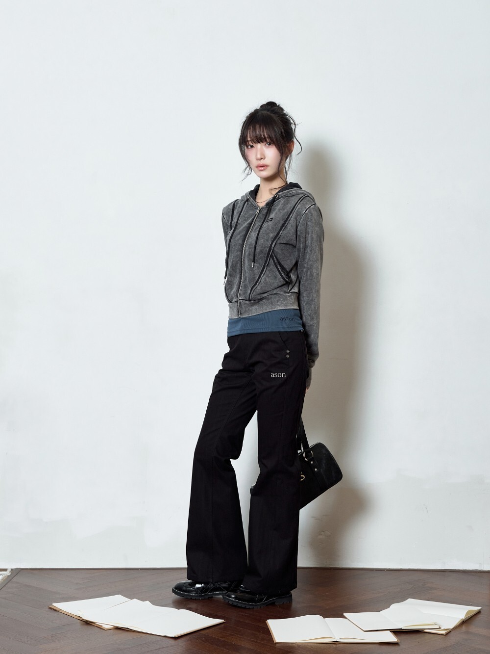 as’’on ason BELL WASHING HOOD ZIP-UP 復古水洗 連帽外套