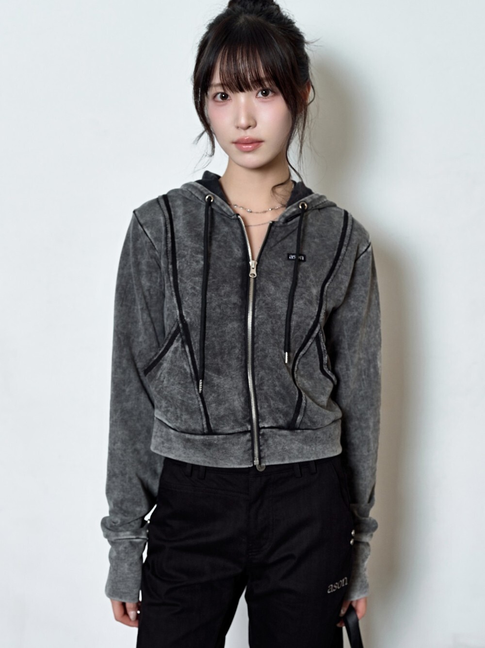 as’’on ason BELL WASHING HOOD ZIP-UP 復古水洗 連帽外套