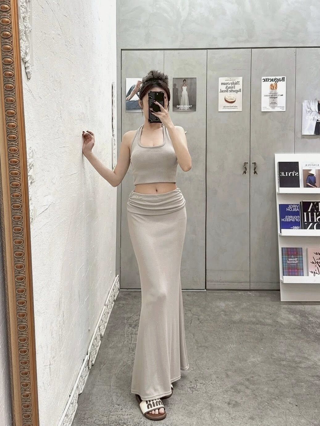 辣妹美背工字反折長裙套裝❤️