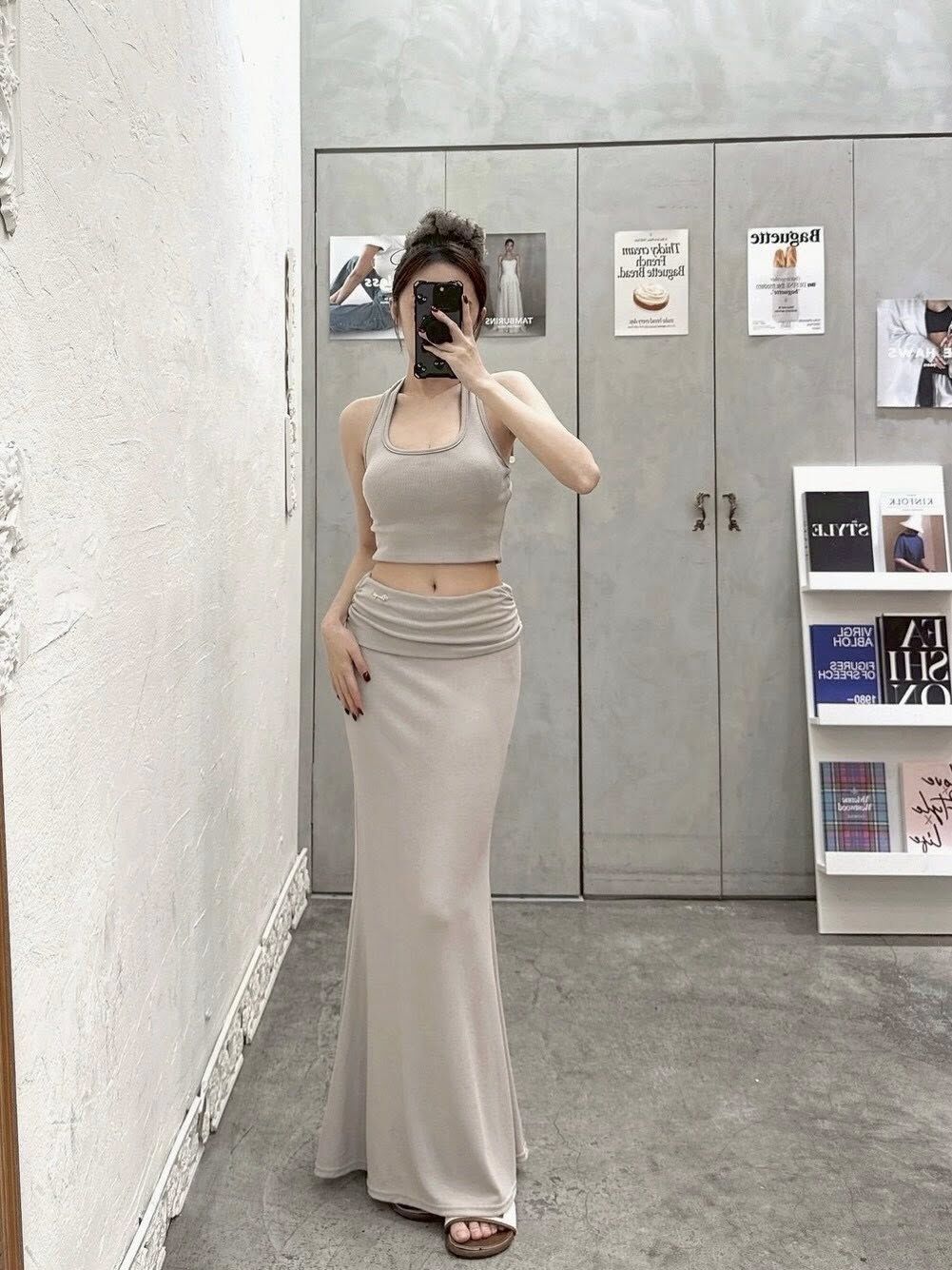 辣妹美背工字反折長裙套裝❤️