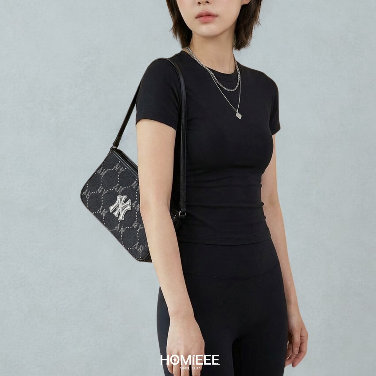 MLB Bag 腋下包 手提包 NY 洋基 LOGO 黑色 [3ABQVN16N]