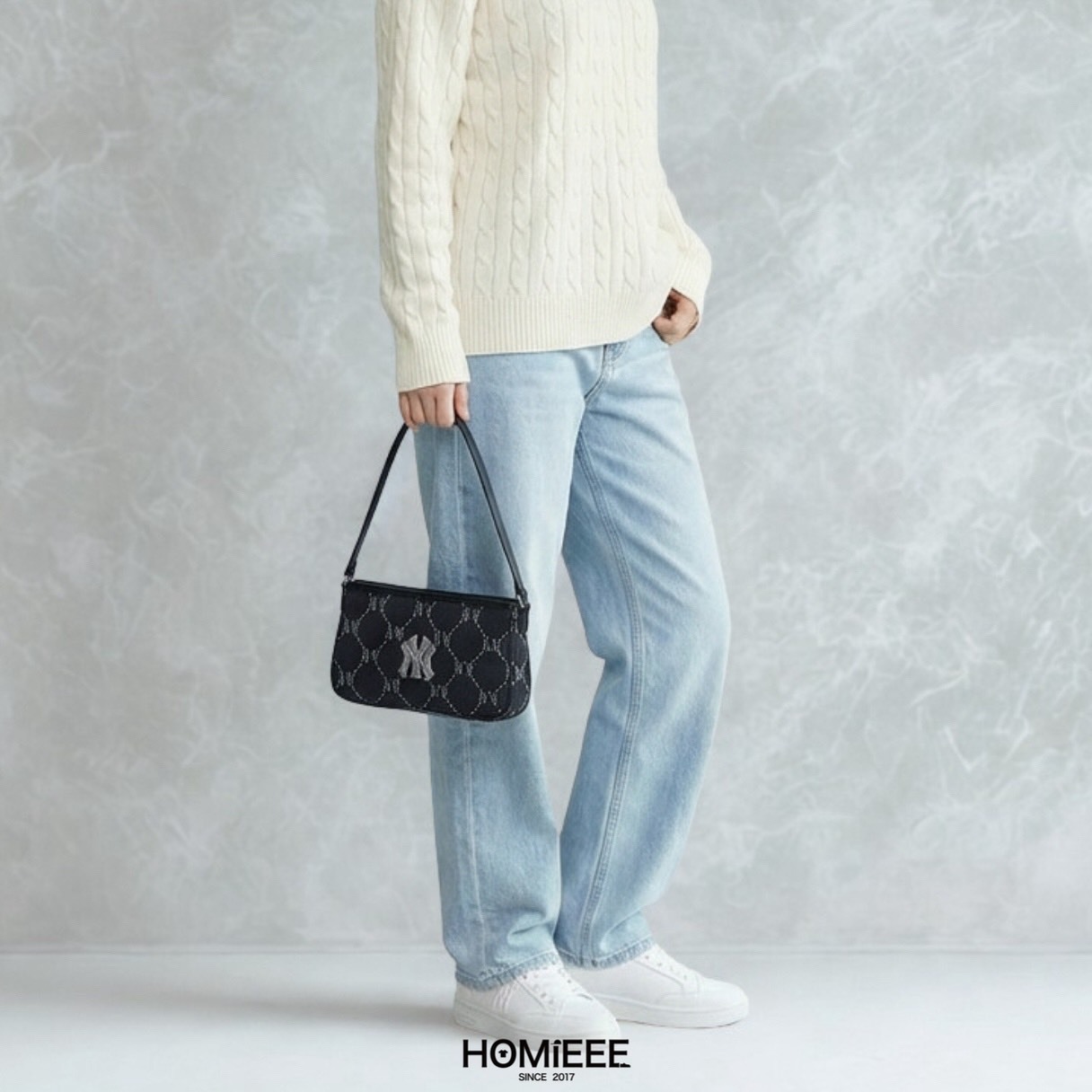 MLB Bag 腋下包 手提包 NY 洋基 LOGO 黑色 [3ABQVN16N]