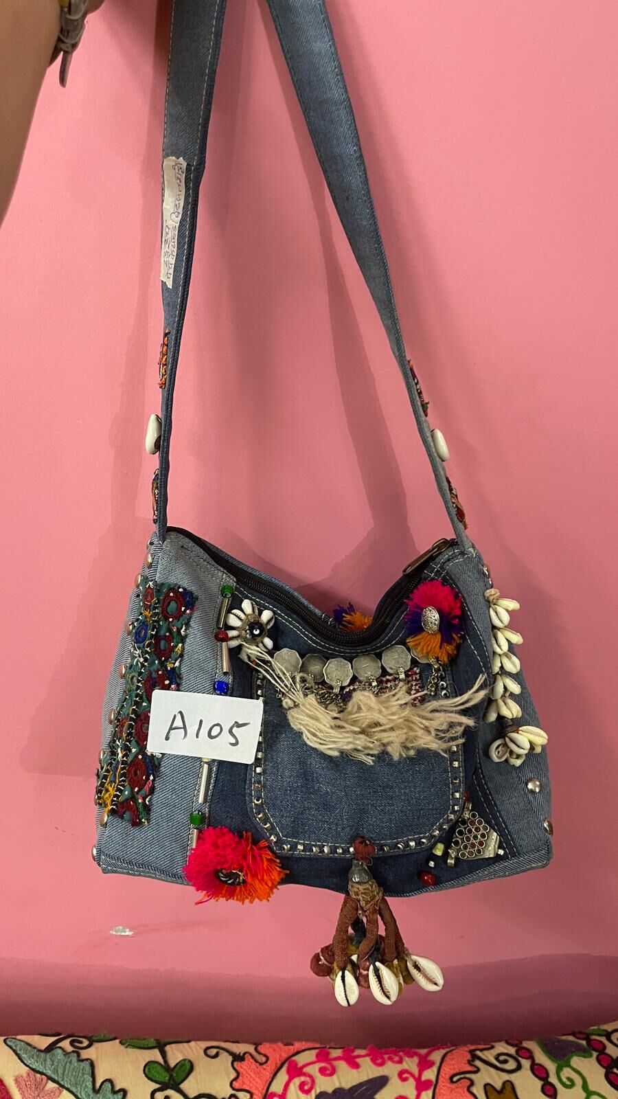 [India Preorder][Preorder 1month around]   MACRAME 牛仔袋 ，A105  (0309INDIALIVE)