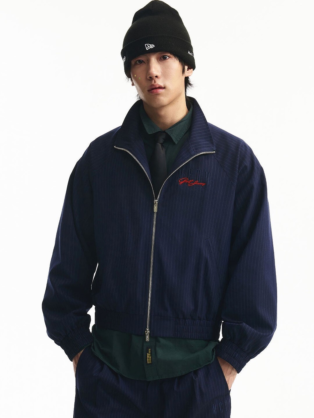 MEDM 繡花字體Logo 細條紋 美式復古 休閒外套