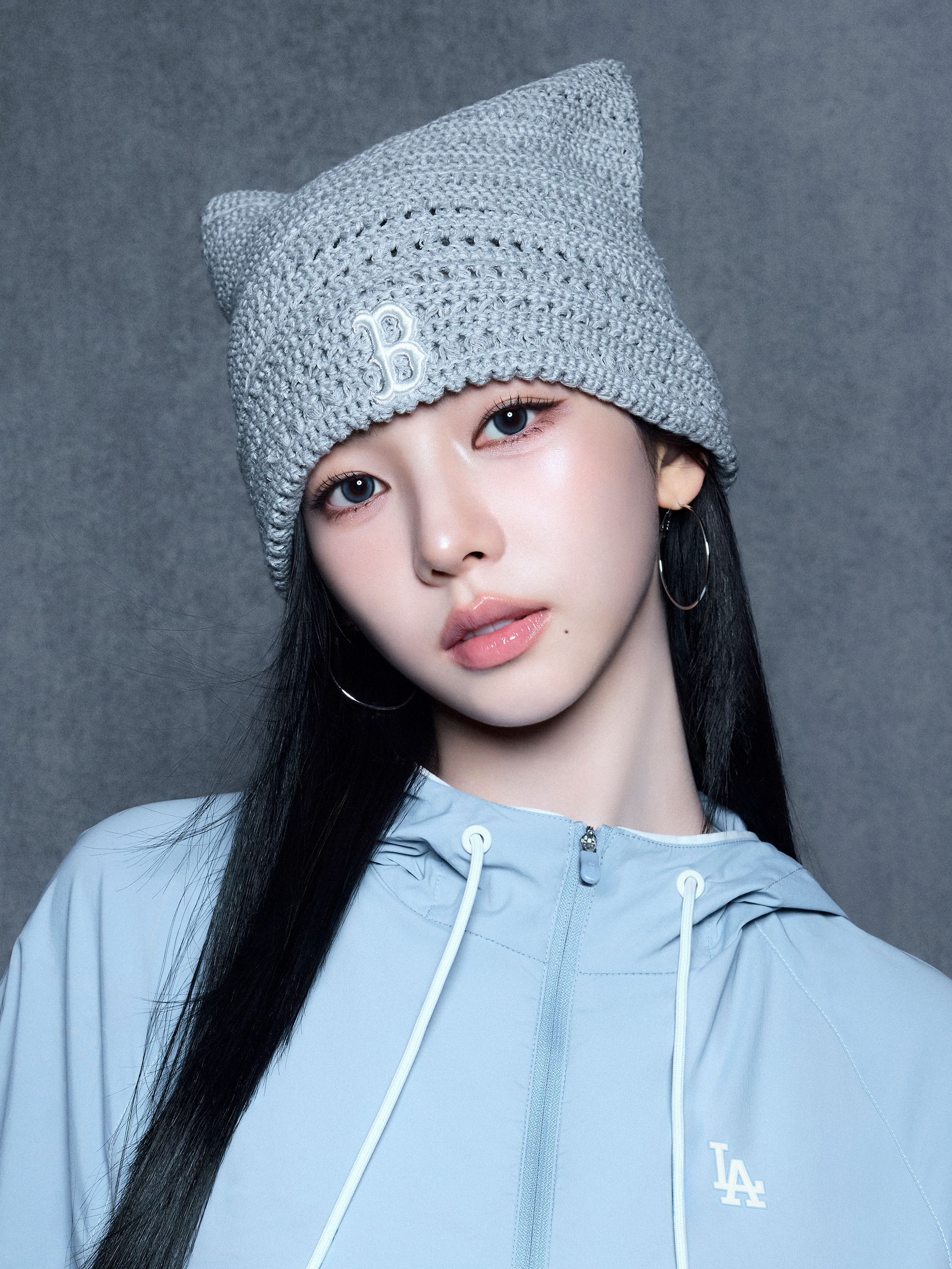 【Luxury】MLB & Karina同款 春夏新品 預購 韓國代購 MLB 貓耳 貓咪  毛帽 針織帽 綁帶 鉤針喵喵帽 遮耳帽 NY LA BOS