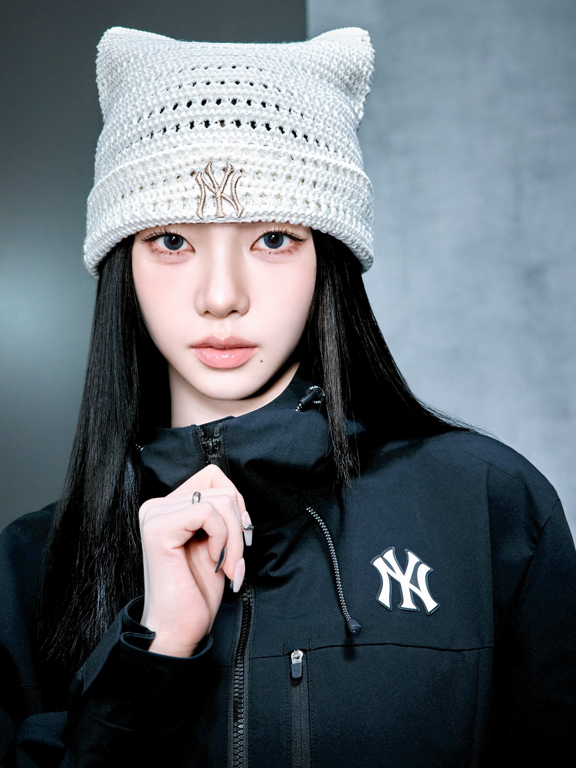 【Luxury】MLB & Karina同款 春夏新品 預購 韓國代購 MLB 貓耳 貓咪  毛帽 針織帽 綁帶 鉤針喵喵帽 遮耳帽 NY LA BOS