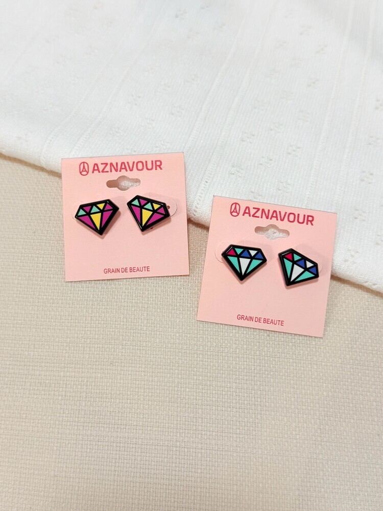 『GD』馬卡龍鑽石耳環