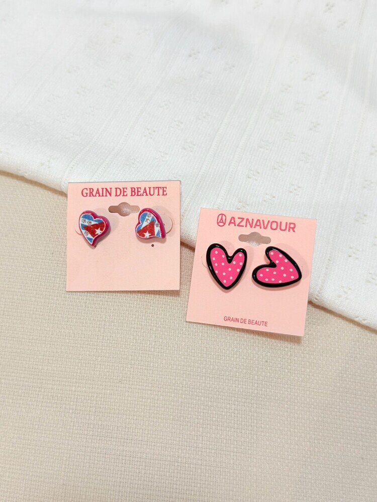 『GD』紅藍愛心貼耳耳環