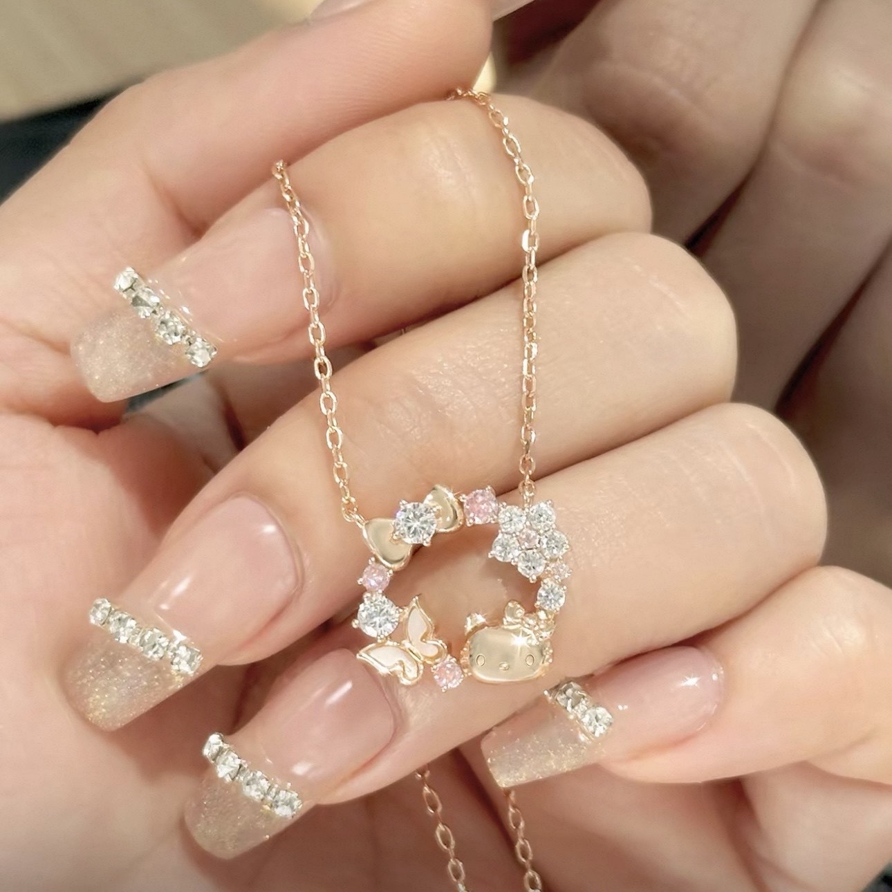 SANRIO 三麗鷗 HELLO KITTY 綺夢花環項鍊 凱蒂貓 純銀 送禮