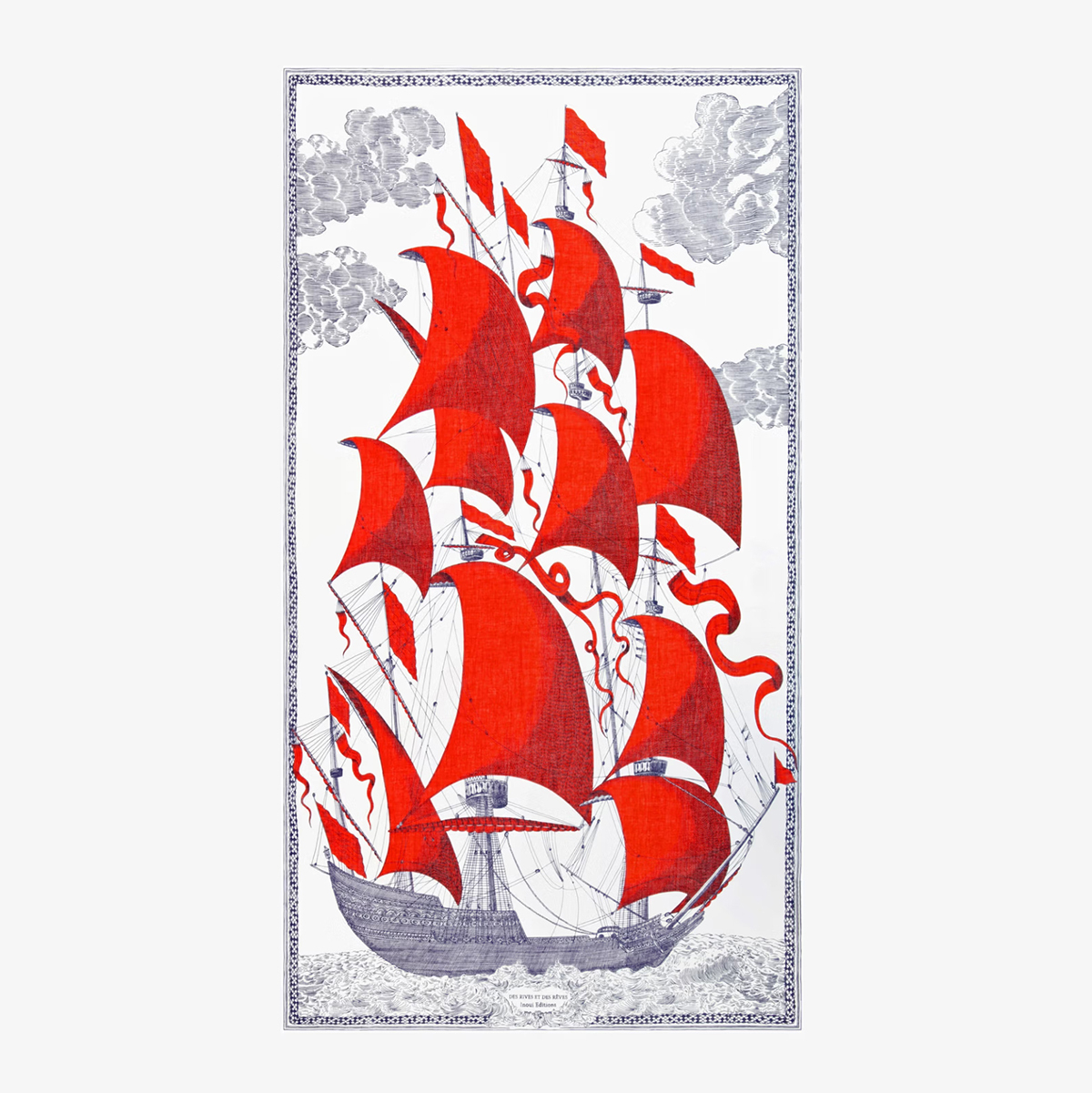 DES RIVES ET DES REVES 純棉圍巾100 - 紅