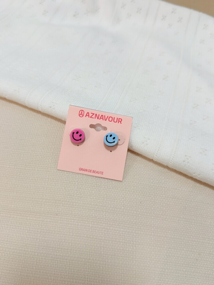 『GD』笑臉多色繽紛圖案貼耳耳環