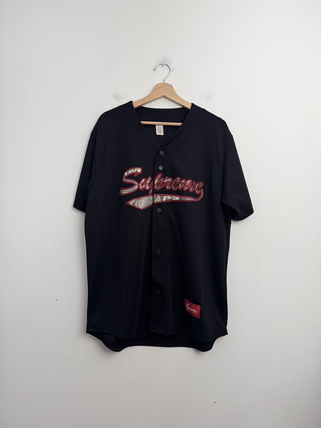 SUPREME FW17 Snake Script Logo Baseball Jersey SIZE XL
