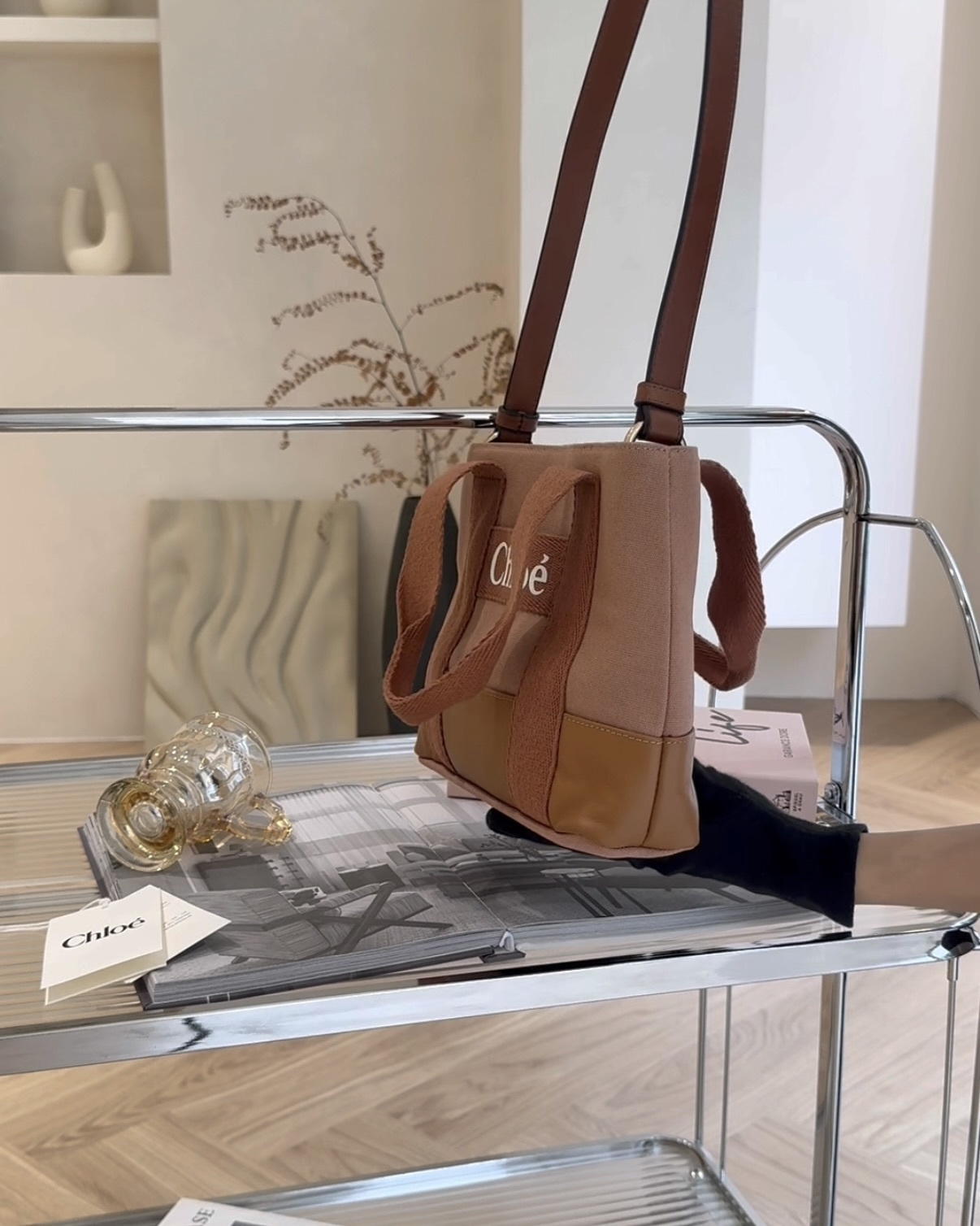 CHLOE｜印花拼接托特包 紅磚色