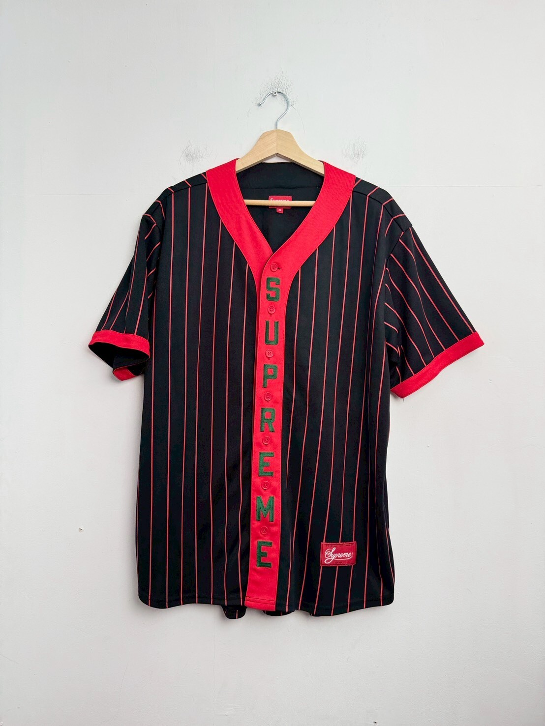 SUPREME 18AW Vertical Logo Baseball Jersey SIZE XL